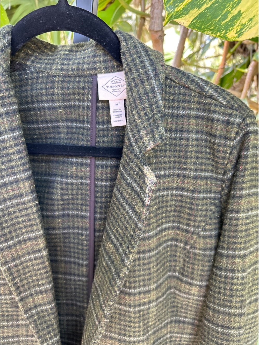 St. John's Bay Green Plaid Wool Blend Sport Coat Jacket Medium